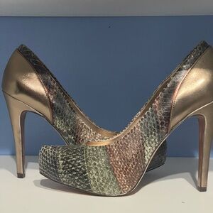 BCBGeneration Gold and Multicolor Heels
